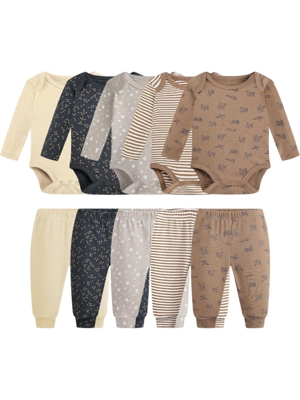 Soft Cotton 10-Piece Newborn Layette Set | Unisex Baby Bodysuits & Pants